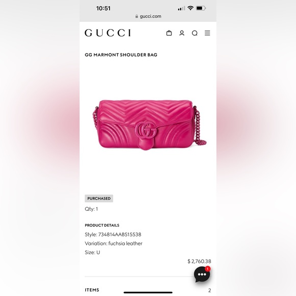 SOLD. Gucci GG Marmont Shoulder Bag! Beautiful Fuchsia color! - Picture 7 of 11